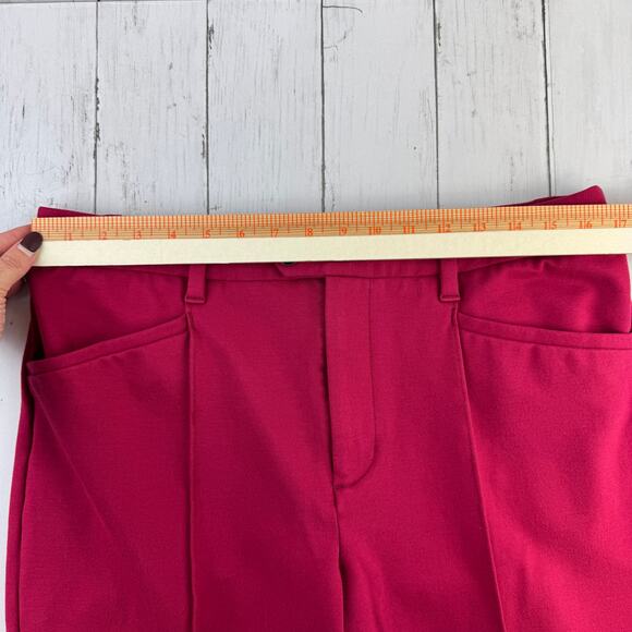 Anthropologie Dark Pink Raspberry The Essential Slim Flare Trousers Pant Size 14 - Picture 14 of 15